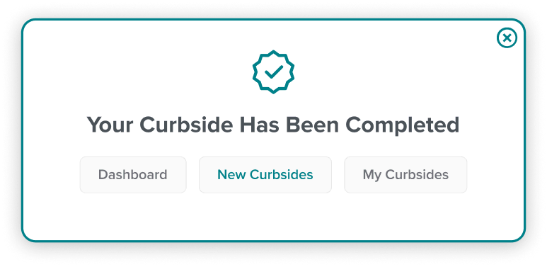 The 'Your Curbside Has Been Completed' preview on the DocSide app.